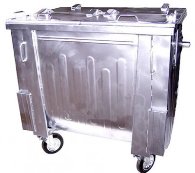 Metalowy pojemnik 1100L do segregacji plastiku lub szkła