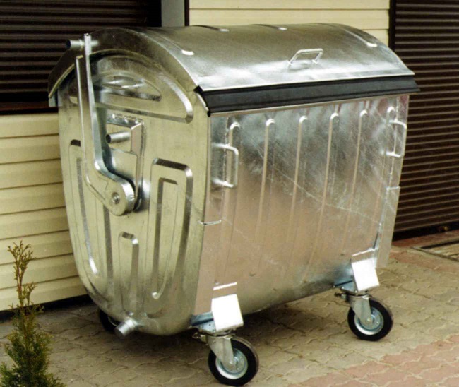 Pojemnik 1100L metalowy z klapą półokrągłą