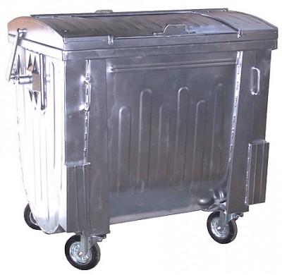 Metalowy pojemnik 1100L z klapą trójdzielną