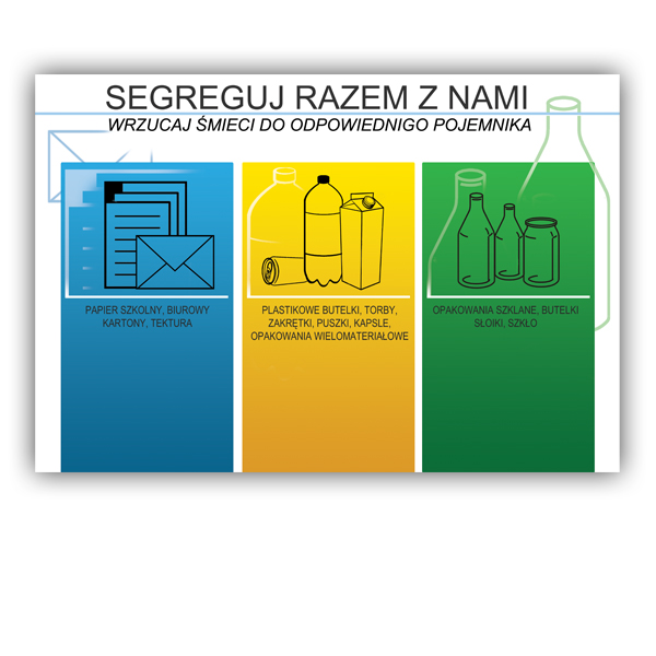 Pojemnik do segregacji 3 x 120L Trojak Mini z edukacyjną planszą