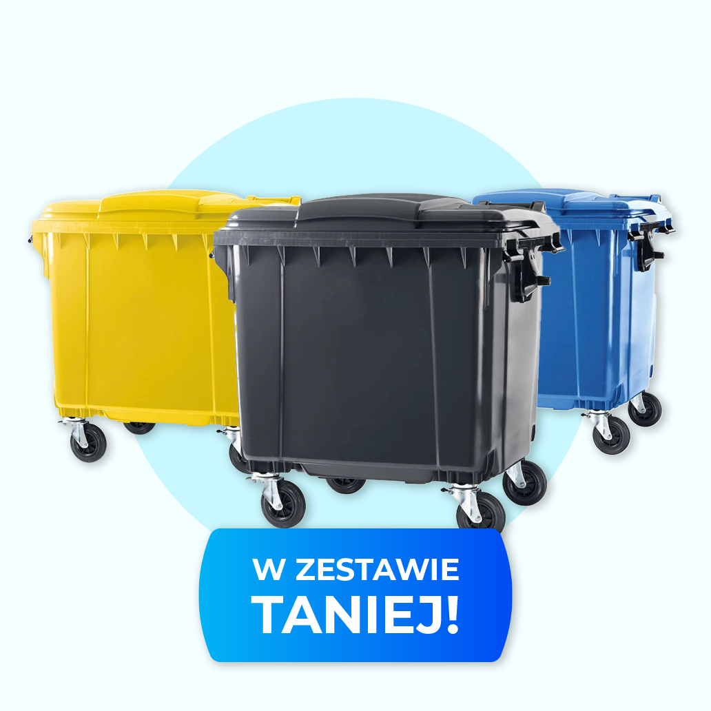 Zestaw pojemników na odpady 3x1100l ESE grafitowy + żółty + niebieski