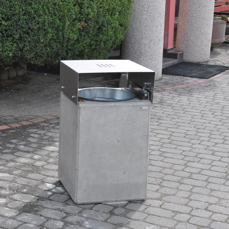 Kosz z betonu archit. z daszkiem 40l. kod: 160B