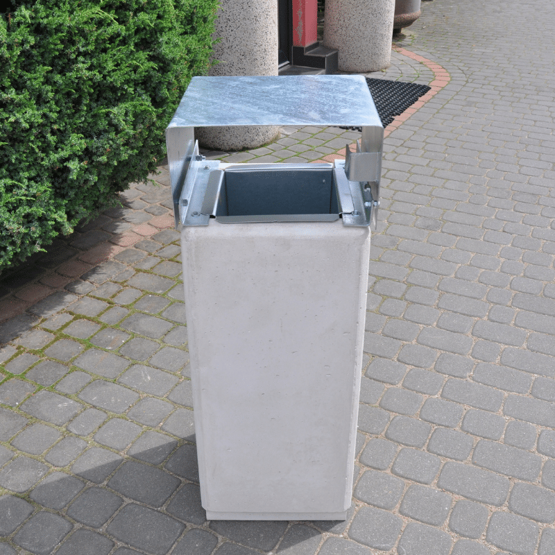 Kosz z betonu archit. z daszkiem 30l. kod: 165
