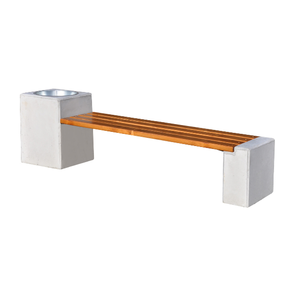Ławka z betonu archit. z koszem 218×45 wys. 45 kod: 478