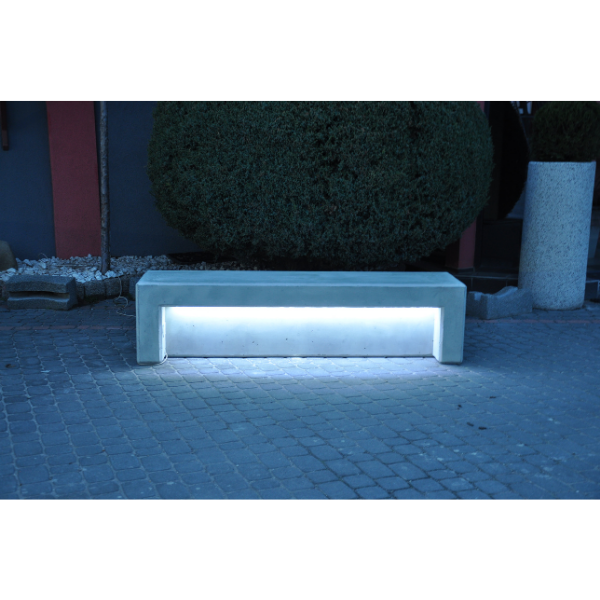 Ławka z betonu archit. z podświ. LED 200×48 wys. 50 kod: 480