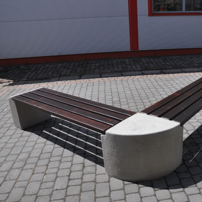 Ławka betonowa narożna 277×45 wys. 45 kod: 491