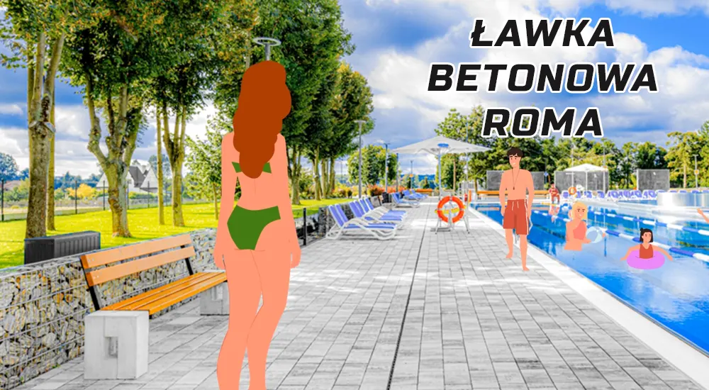 Ławka parkowa betonowa Roma z oparciem
