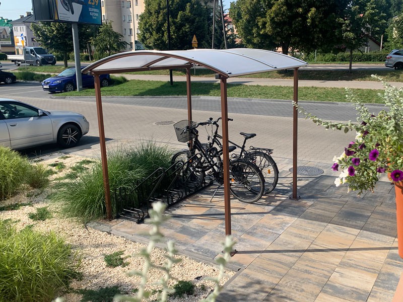 Wiata rowerowa "Zorza" tylko zadaszona na 5 rowerów / 210cm