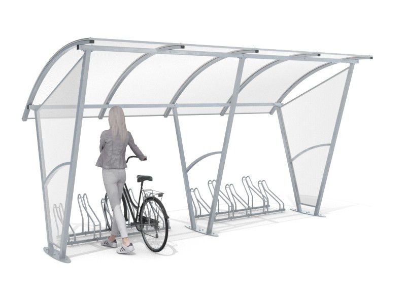 Wiata rowerowa "Świt" ze ścianami bocznymi na 10 rowerów / 420cm