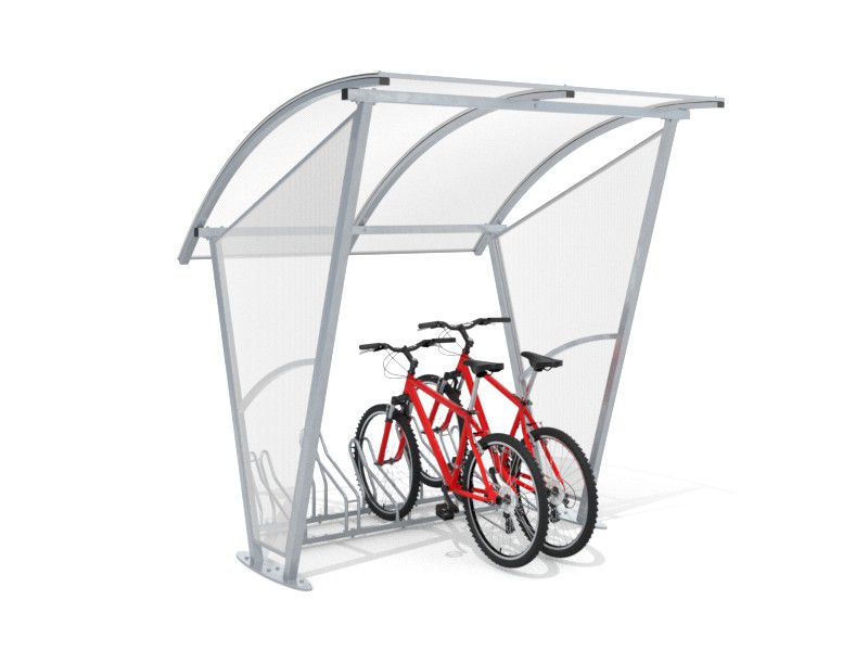 Wiata rowerowa "Świt" ze ścianami bocznymi na 5 rowerów / 210cm