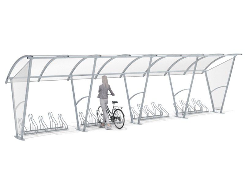 Wiata rowerowa "Świt" ze ściankami bocznymi na 20 rowerów / 840cm