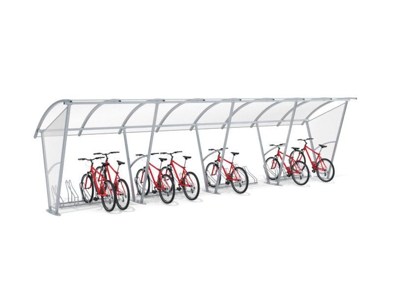 Wiata rowerowa "Świt" ze ściankami bocznymi na 20 rowerów / 840cm