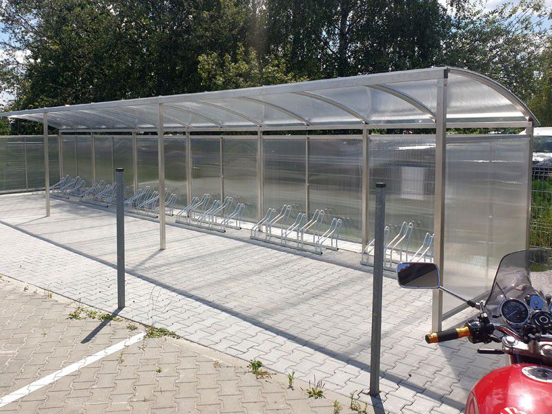 Wiata rowerowa "Perła" jednostronna zabudowana na 30 rowerów / 1260cm