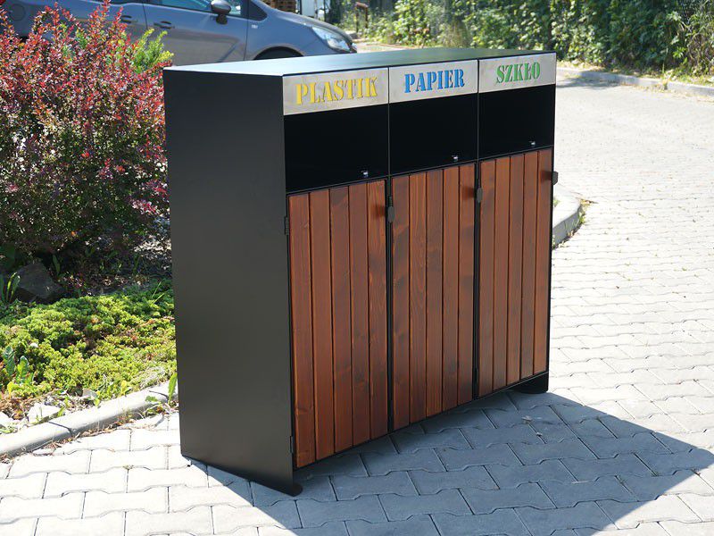 Kosz do segregacji "Ajaks I" 3x80l / napisy wycinka laserowa