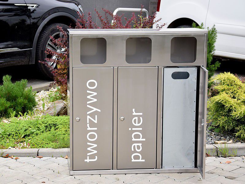 Kosz do segregacji Etna III 3x40l inox / napisy folia samoprzylepna