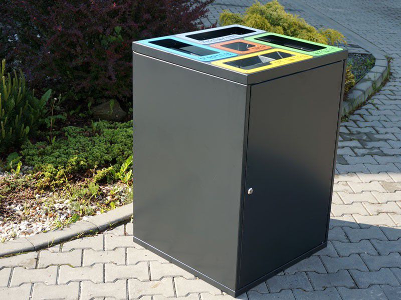 Kosz do segregacji Cube II 5 komorowy / napisy wycinka laserowa