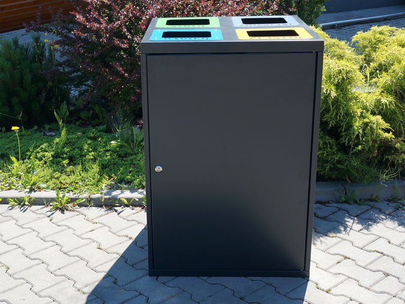 Kosz do segregacji Cube I 4x80l 4 komorowy / napisy wycinka laserowa