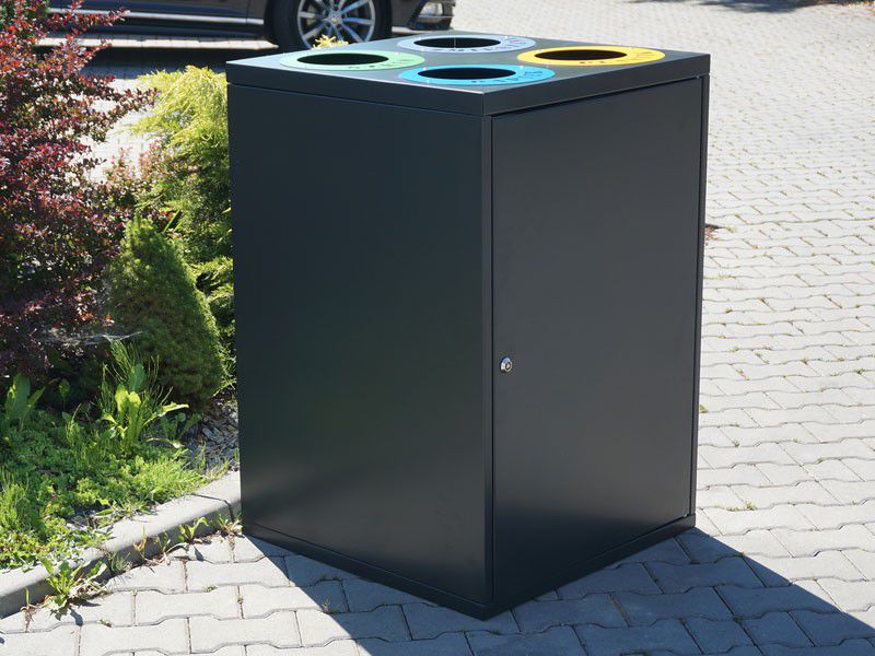 Kosz do segregacji Cube IV 4x80l 4 komorowy / napisy wycinka laserowa