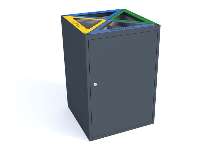 Kosz do segregacji Cube V 4x80l 4 komorowy / napisy wycinka laserowa