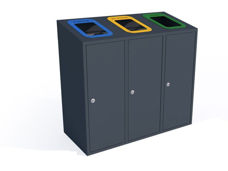 Kosz do segregacji Etna III skośny 3x40l / napisy wycinka laserowa