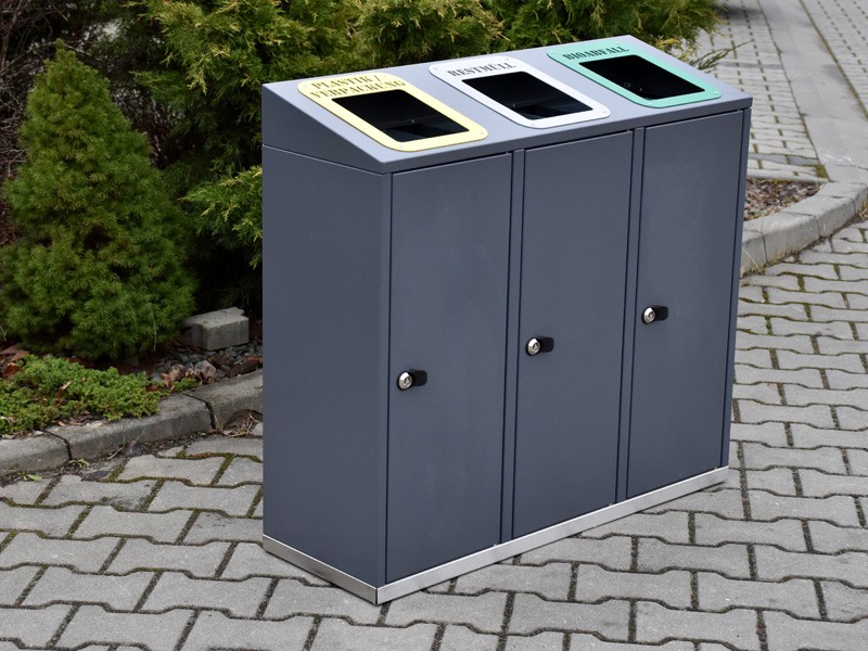 Kosz do segregacji Etna III skośny 3x40l / napisy wycinka laserowa