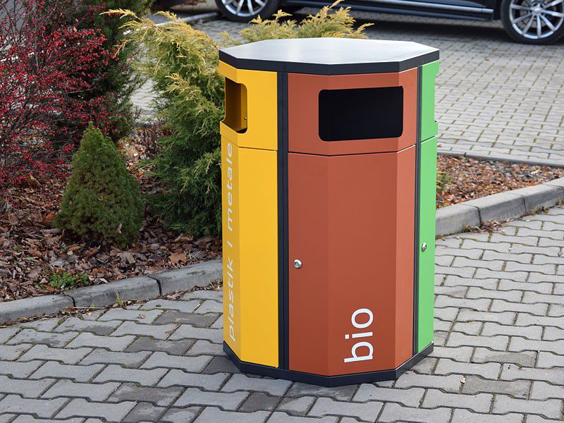 Kosz do segregacji Solaris I - 4 komorowy / napisy folia samoprzylepna