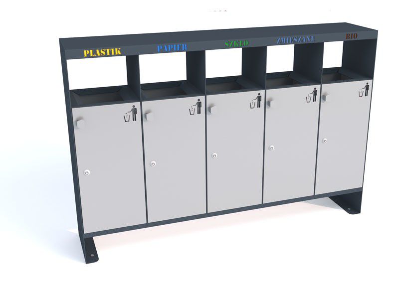Kosz do segregacji Aster V 5x40l / napisy wycinka laserowa