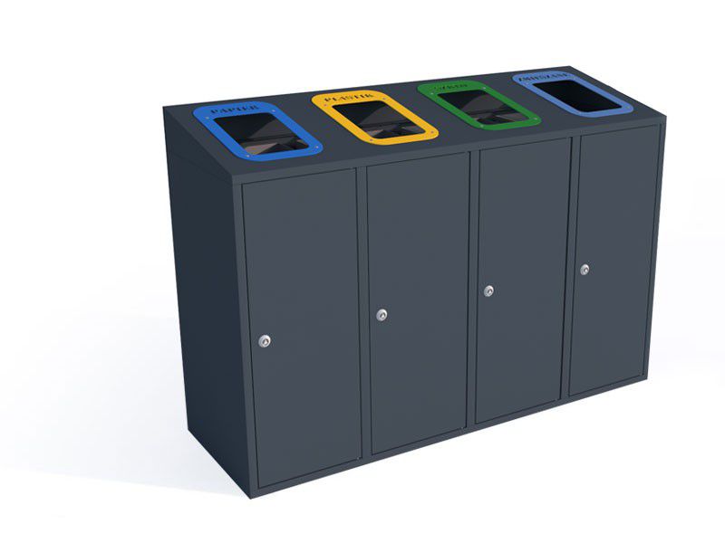 Kosz do segregacji Etna IV skośny 4x80l / napisy wycinka laserowa
