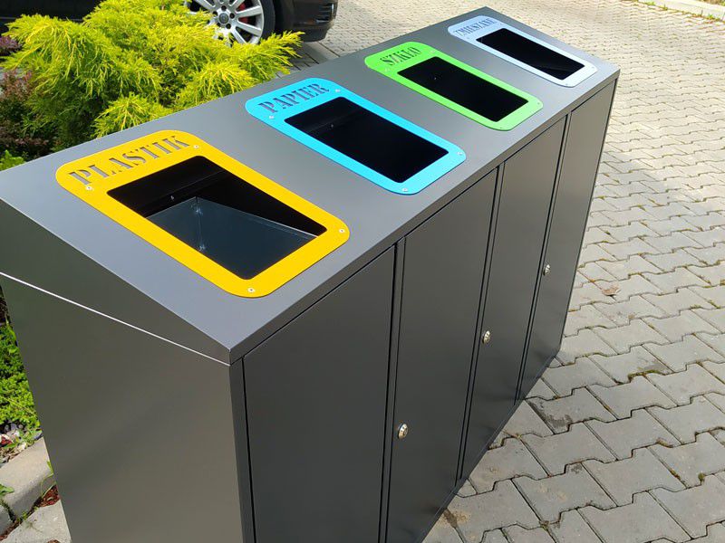 Kosz do segregacji Etna IV skośny 4x80l / napisy wycinka laserowa