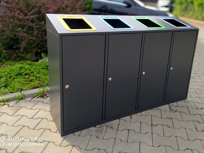Kosz do segregacji Etna IV skośny 4x80l / napisy wycinka laserowa