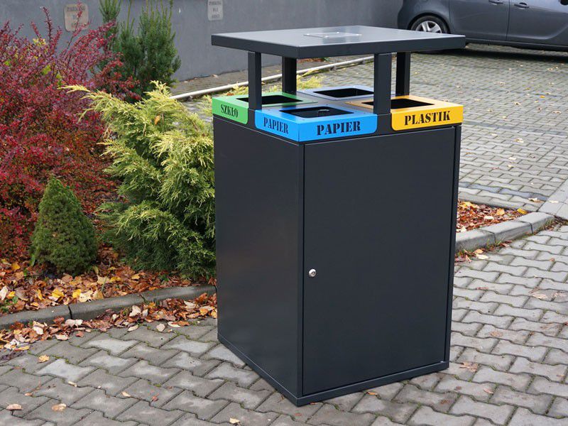 Kosz do segregacji Cube VIII 4x80l 4 komorowy / napisy wycinka laserowa