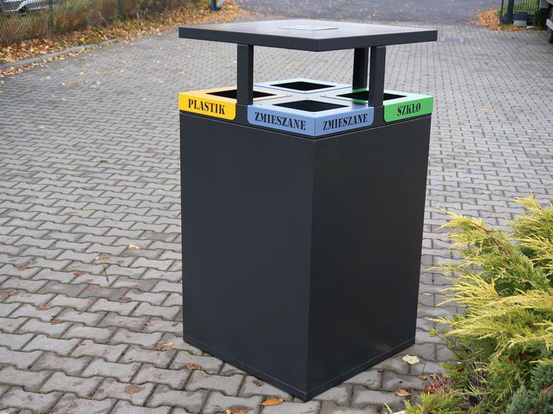 Kosz do segregacji Cube VIII 4x80l 4 komorowy / napisy wycinka laserowa