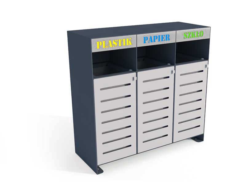 Kosz do segregacji "Ajaks II" 3x80l / napisy wycinka laserowa