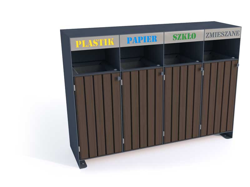 Kosz do segregacji "Ajaks I" 4x80l / napisy wycinka laserowa