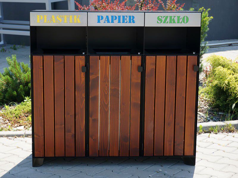 Kosz do segregacji "Ajaks I" 4x80l / napisy wycinka laserowa