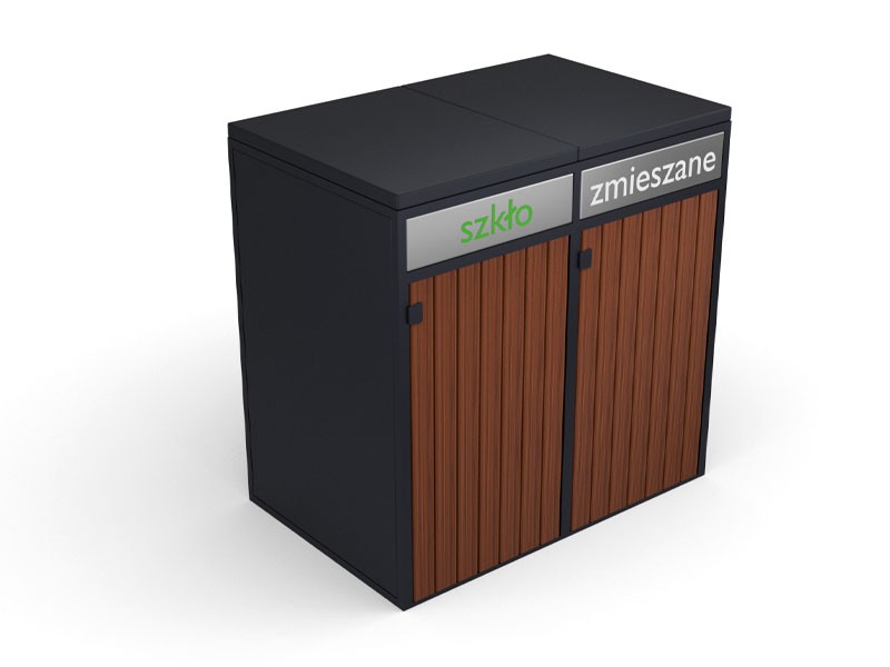 Zabudowa do pojemników na odpadki II 2x240l / napisy wycinka laserowa