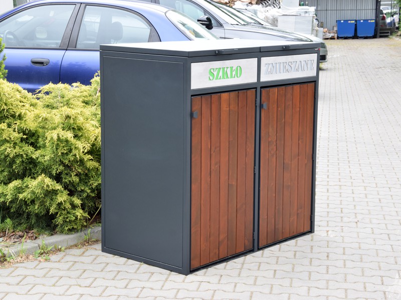 Zabudowa do pojemników na odpadki II 2x240l / napisy wycinka laserowa