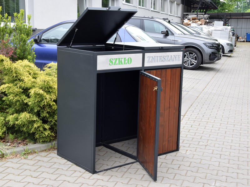 Zabudowa do pojemników na odpadki II 2x240l / napisy wycinka laserowa