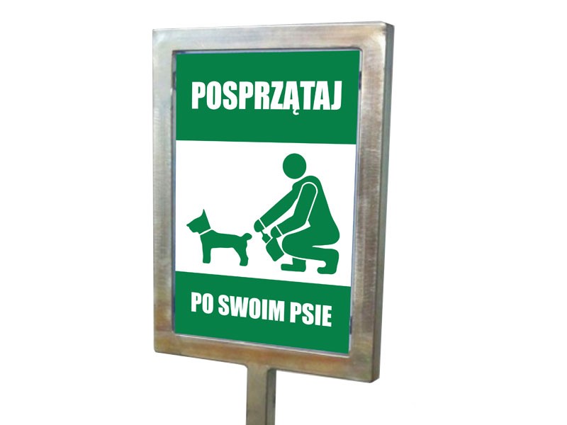 Tabliczka z konstrukcją nośną "Posprzątaj po swoim psie"