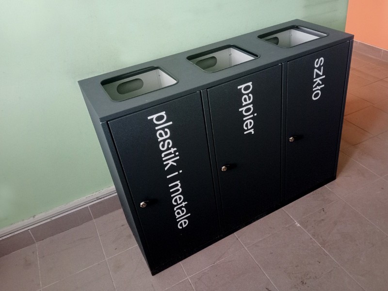 Kosz do segregacji Satis III eko 3x80l / napisy folia samoprzylepna