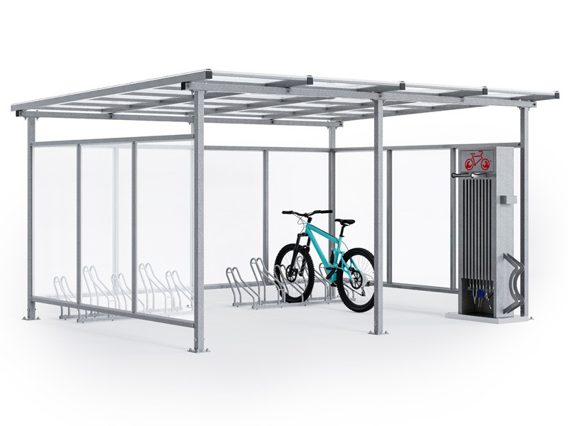 Wiata rowerowa "Zorza XL" zabudowana na 10 rowerów / 420cm
