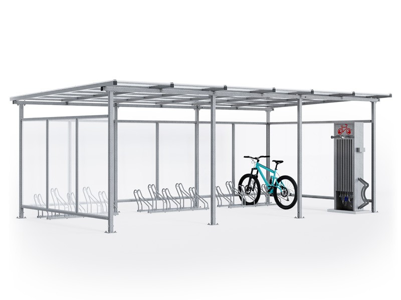 Wiata rowerowa "Zorza XL" zabudowana na 15 rowerów / 630cm