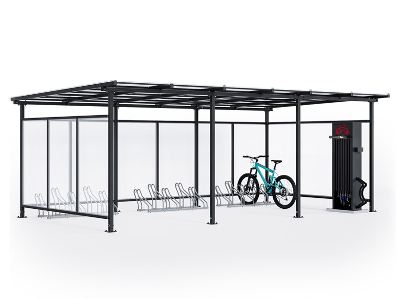 Wiata rowerowa "Zorza XL" zabudowana na 15 rowerów / 630cm