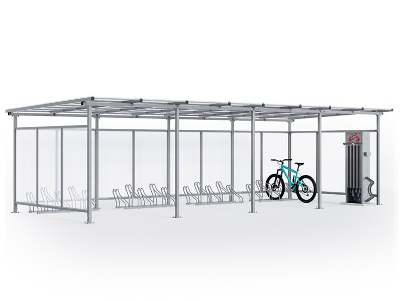 Wiata rowerowa "Zorza XL" zabudowana na 20 rowerów / 840cm