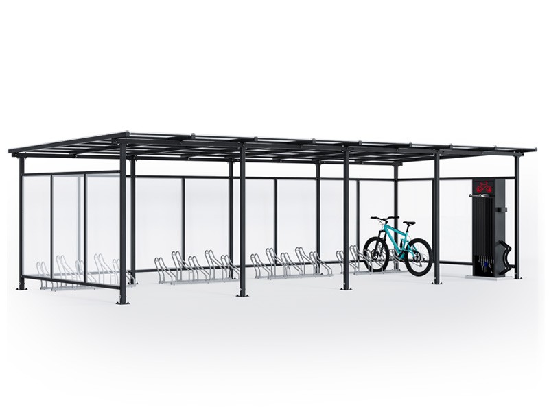 Wiata rowerowa "Zorza XL" zabudowana na 20 rowerów / 840cm