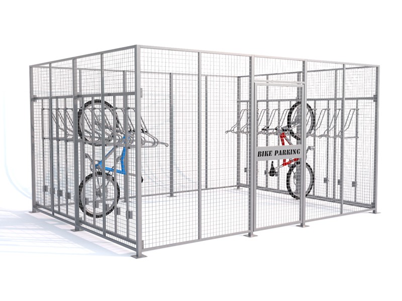 Boks parkingowy dla 20 rowerów z wieszakami lift premium