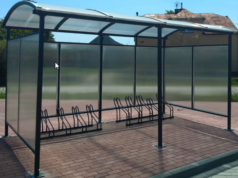 Liza Enclosed Bike Shelter, 10 Spaces, 420 cm, Curved Roof – photo 4