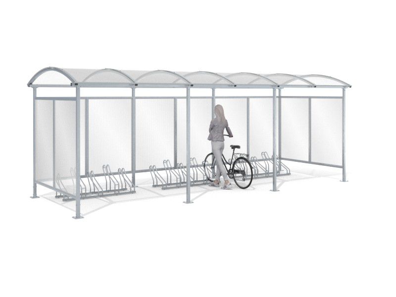 Liza Enclosed Bike Shelter, 15 Spaces, 630 cm, Curved Roof – photo 9