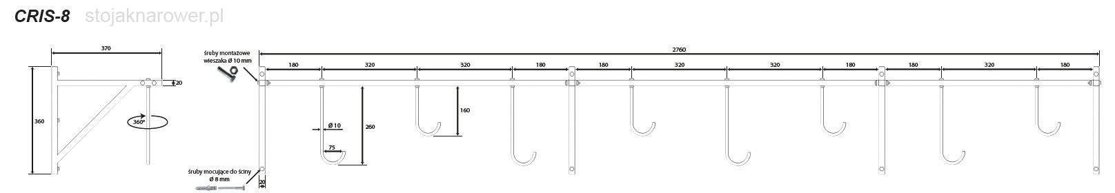 Vincent Bike Hanger, 8 Spaces – photo 5