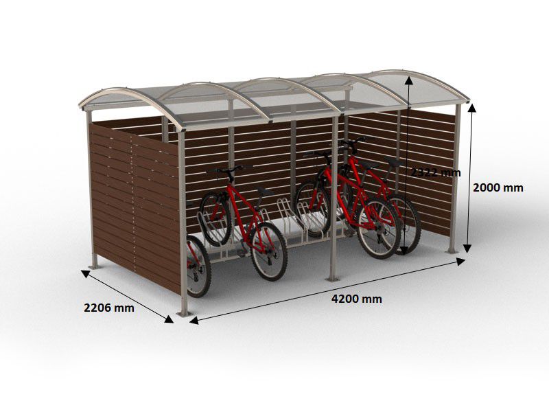 Liza Bike Shelter with Timber Walls, 10 Spaces – photo 4